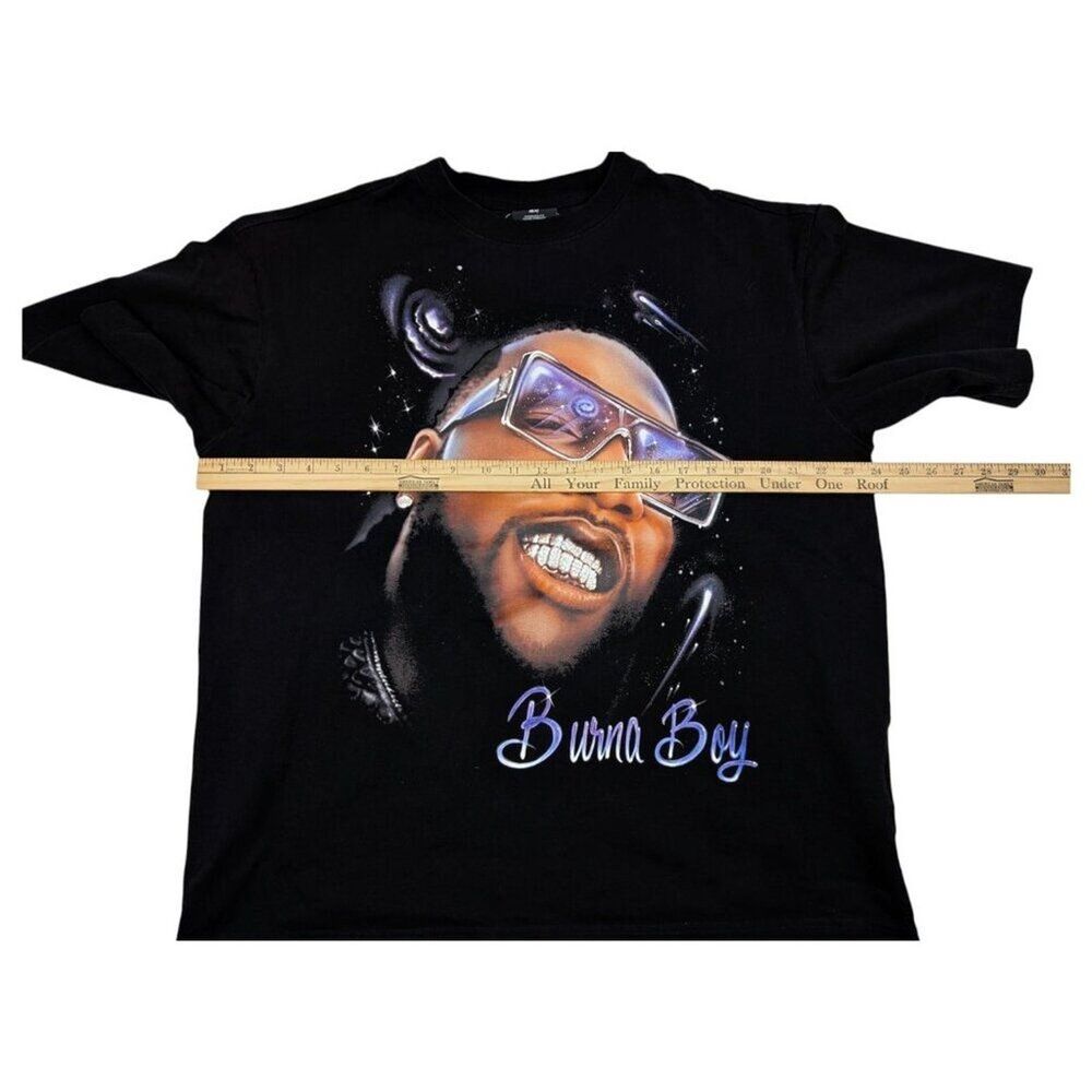 H&M Burna Boy Rap Tee Shirt Black Size L Oversized - Picture 5 of 6